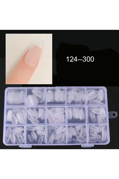 Choice أظافر صناعية قصيرة على شكل لوز، 300 قطعة، شفافة غير لامعة، تغطي كاملاً...