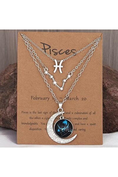 Choice Pisces 3 Pieces/Set Zodiac Retro Moon Glow Pendant Necklace Set with B...