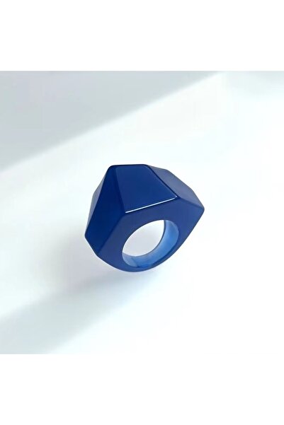 Choice خاتم نسائي أزرق جديد بتصميم مُبالغ فيه. تصميم مخروطي مائل هندسي مصنوع ...