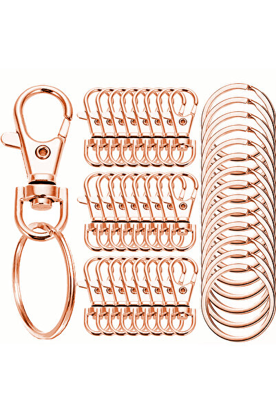 Choice 20PCS Rose Gold 20/40/60/80/100 PCS Keychain Hook with Key Ring Keycha...