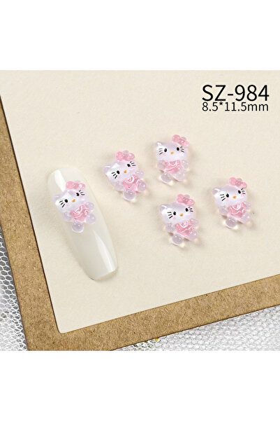 Choice SZ-984، عبوة من 100 قطعة، زينة أظافر جديدة من الراتنج بتصميم قطة من كي...