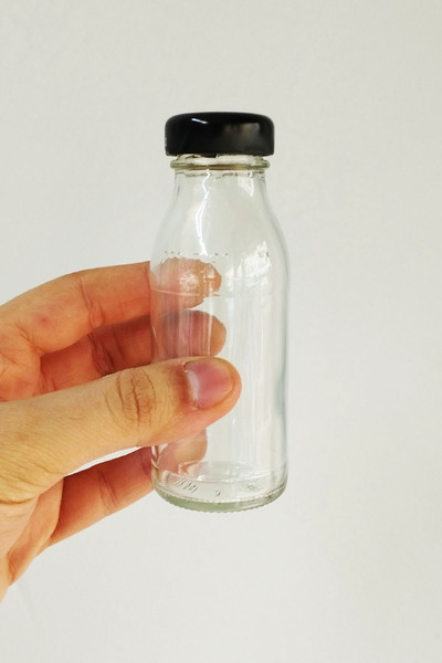 Afracam 125 ml Transparent Deep Black Metal Cap Glass Bottle 125 Cc Soft Drink Bottle Deep 6 Pieces