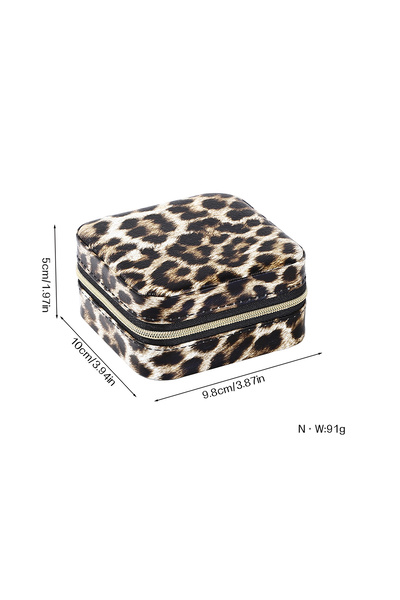 Choice علبة مجوهرات من الجلد الصناعي بنقشة جلد النمر - منظم صغير الحجم محمول ...