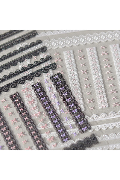 Choice قطعة واحدة من ملصقات تزيين الأظافر الرائعة من الدانتيل الوردي، سلسلة د...