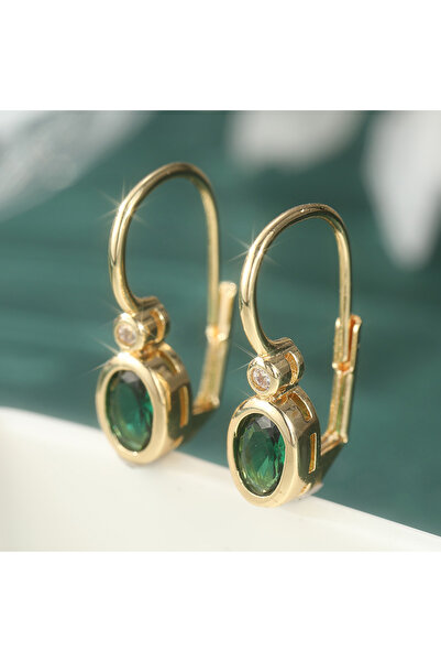 Choice green T962 Vintage Inlaid Emerald Copper Material Golden Hoop Earrings...