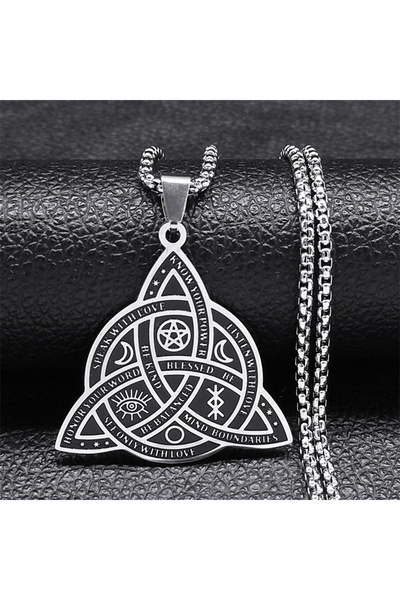 Choice A 50cm BOX SR Witch Triquetra Trinity Celtic Knot Necklace Stainless S...