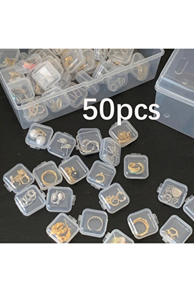 Choice 50 قطعة من علب التخزين المربعة الصغيرة ذات الغطاء البلاستيكي الشفاف ال...