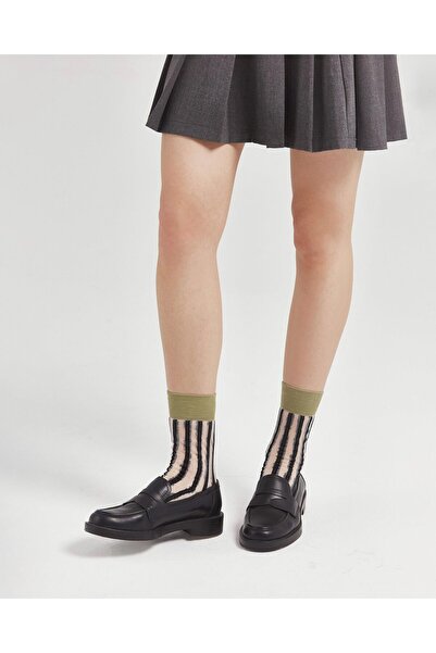 Bolero Kadın Japon Kore Tarzı Transparan Çorap Siyah Çizgili