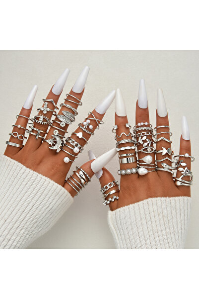 Choice AYASilver 45 Pcs Bohemian Geometric Knuckle Rings Set For Women Gold S...