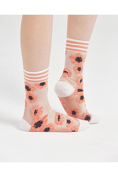 Bolero Kadın Japon Kore Tarzı Transparan Çorap Manolya Desen