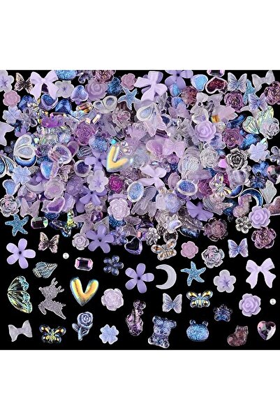 NAILFYOU ٥٠ قطعة من زينة أظافر الراتنج الكاواي، مرصعة بأحجار الراين بألوان ال...