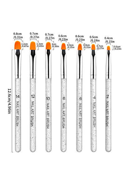 Choice sliver 7pcs 7PCS UV Gel Nail Art Brushes Set 2-14 Size Poly Gel Extens...