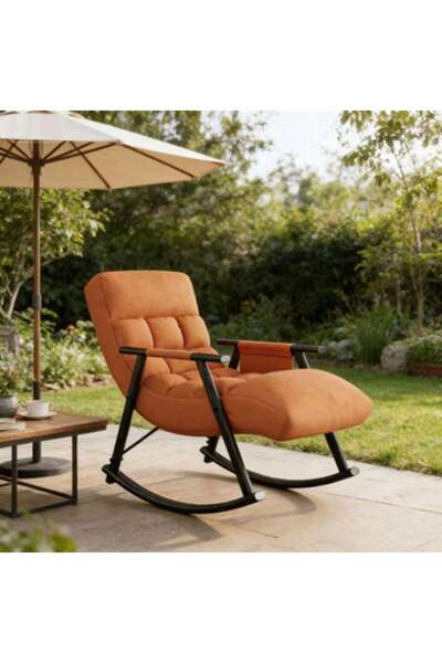 Tiokkss Indoor Outdoor Rocking Chair Comfortable Armrests Side Pockets Height...