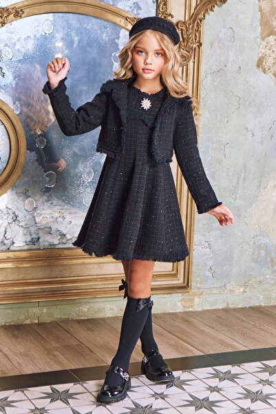 Riccotarz Cardigan cu model pătrat cu pene la încheietura mâinilor pentru fet...