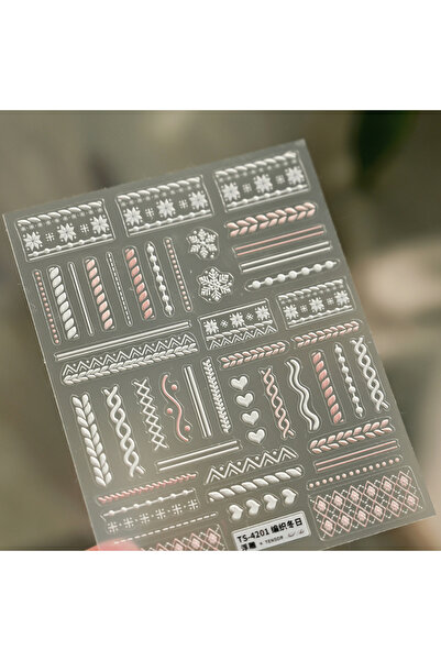 Choice ملصقات أظافر TS4201 خماسية الأبعاد منقوشة بنمط سترة شتوية، بنمط ندفات ...