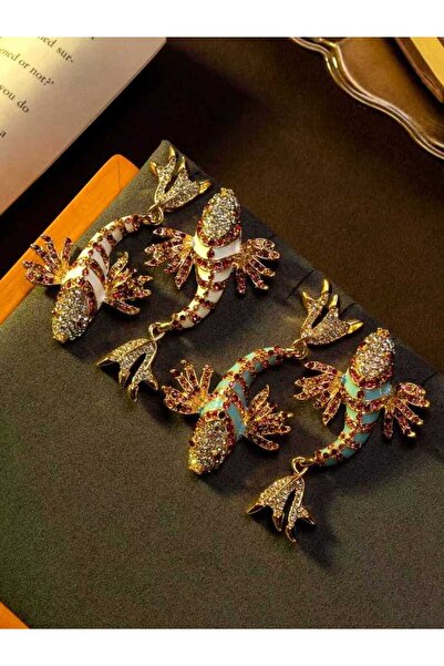 Choice SKY BLUE Gold-color 1 Pair of Vintage Full Rhinestone-Encrusted Enamel...