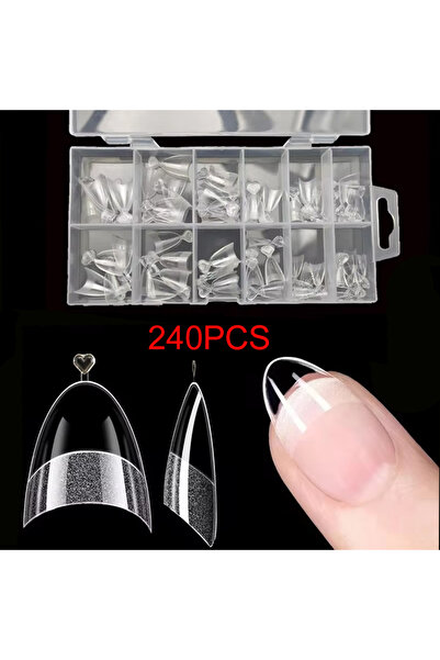 Choice علبة تحتوي على 240 قطعة من أطراف الأظافر اللوزية شبه المغطاة والمبردة ...