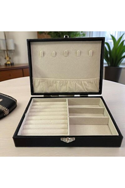 Choice صندوق تنظيم مجوهرات أسود - علبة تخزين محمولة للقلائد والأقراط والخواتم...