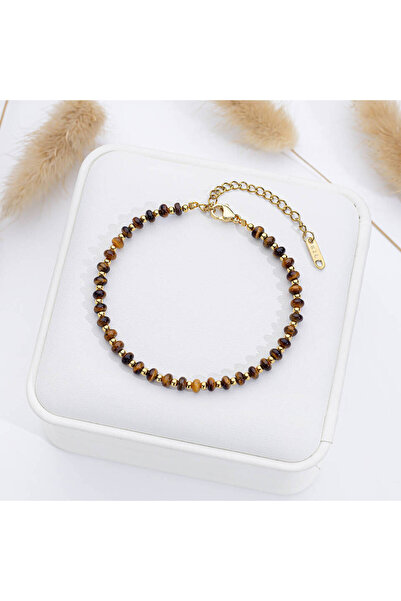 Choice 16-21cm Tiger-eye Stone Women's 2x4mm Stone Tiger Eye Stone Bracelet w...