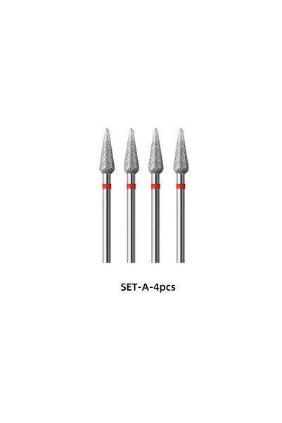 Choice 4pcs-B 4pcs Flame Shape Diamond Cuticle Nail Drill Bit Set, Pro Manicu...