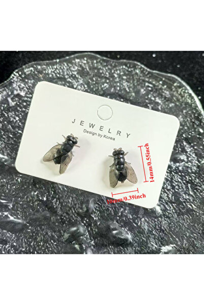 Choice أقراط سوداء على شكل ذباب مضحك للنساء، أقراط صغيرة تحاكي الحشرات