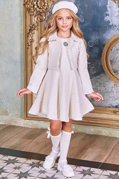 Riccotarz Cardigan cu model pătrat cu pene la încheietura mâinilor pentru fet...