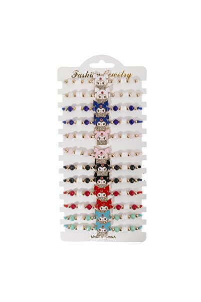 Choice A 12-piece set of cute cartoon girl woven bracelet, fashionable crysta...
