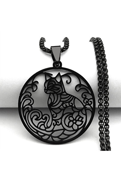 Choice 60cm BOX BK New Hip-Hop Style Stainless Steel Cat Personalized Pendant...