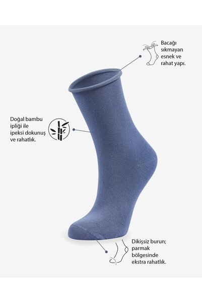 Bolero Women's Roll Top Elasticless Bamboo Socks Indigo