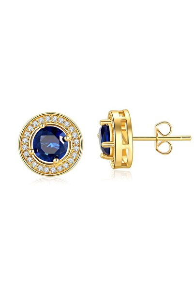 Choice Blue Classic Royal Blue Red Champagne Zircon Round Stud Earrings For W...