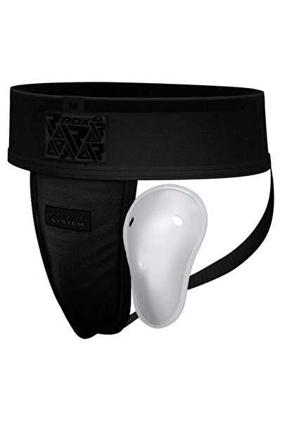 RDX H1 groin protector with black gel cup, Black, XL