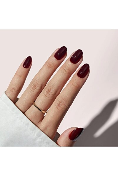 Choice CW241 Dark Red Short Oval Press On Nails Fake Nails Kit with 12 Sizes ...