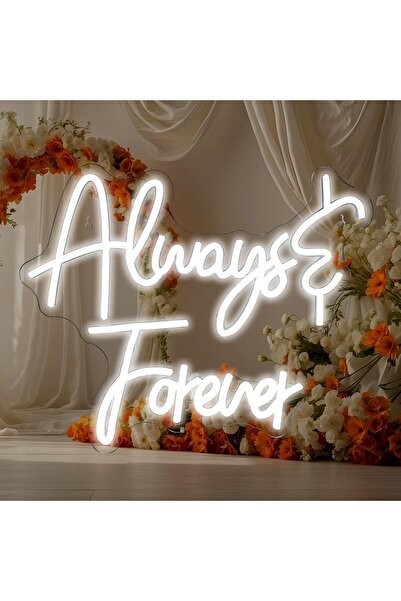 Slasa Always Forever Acrylic Neon Sign Acrylic Base White LED 39x32 cm