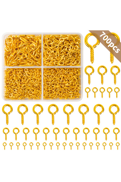 Choice 700 قطعة من دبابيس العيون اللولبية ذاتية التثبيت باللون الذهبي لصنع ال...