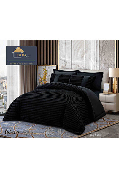 OEM Bedding with fluffy faux rabbit fur duvet and elastic sheet, 6 pieces.