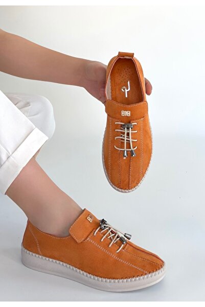BESKAR Warte Orange Suede Lace-Up Sneakers