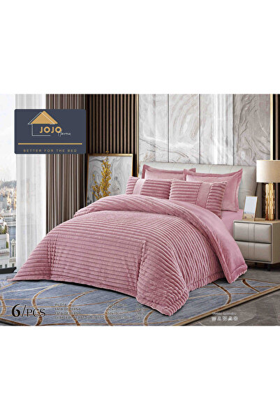 OEM Bedding with fluffy faux rabbit fur duvet and elastic sheet, 6 pieces.