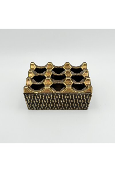 Generic Decorative Ashtray with Geometric Design in Gold – Made in Tyrkey