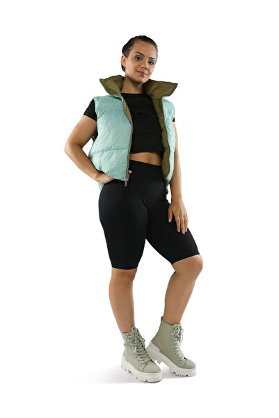 london Rag Women Olive green/sage green reversible vest down jacket