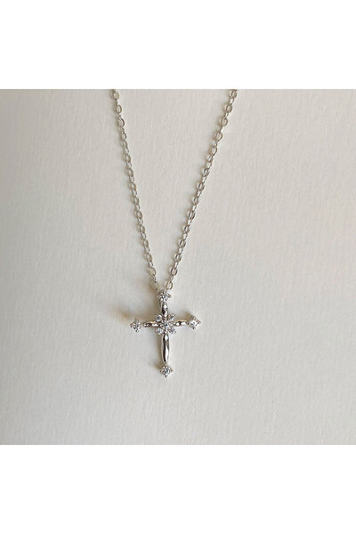 Choice 40cm qd542-1s Fashion Stainless Steel Necklace For Women Zircon Cross ...