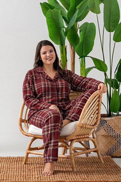 nisaNCa Зимовий комплект піжами з ґудзиками для великих розмірів