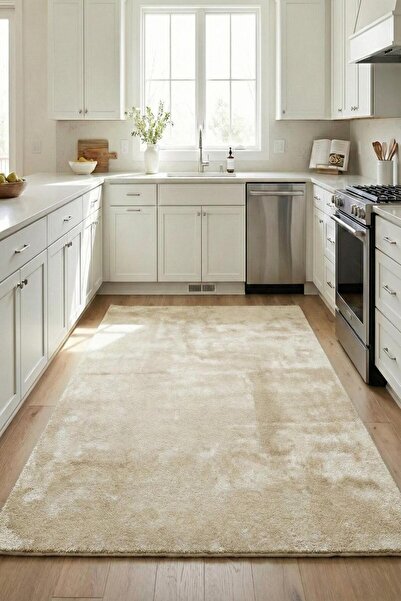 Evrimax Premium Yıkanabilir Leke Tutmaz Pelus Bej Mutfak Halısı Özel Seri Kay...