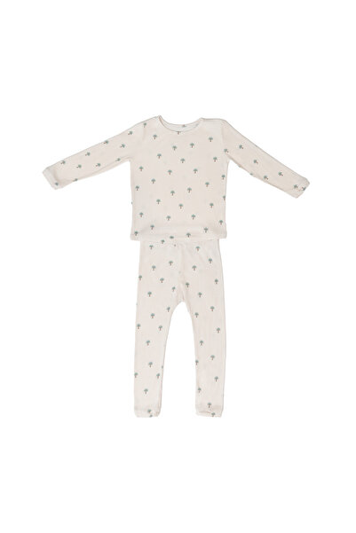 Hushabye Ribbed Bamboo Pajamas for Kids in Date Palm