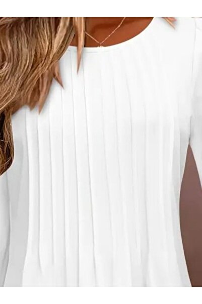 JANES Women's Long Sleeve Round Neck Ribbed Blouse