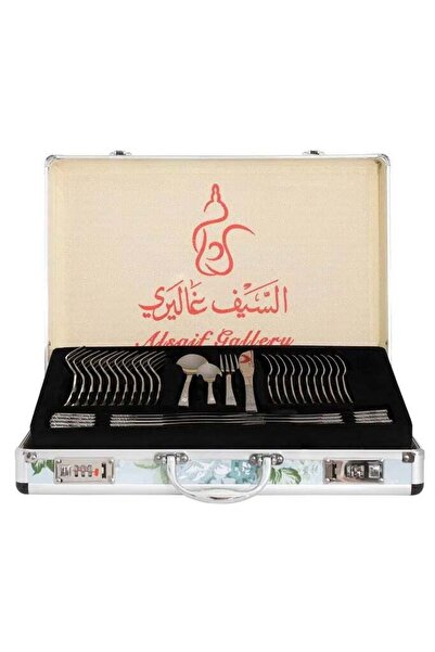 Generic Al Saif Gallery steel spoon set with aluminum case, 72 pieces, gilded...