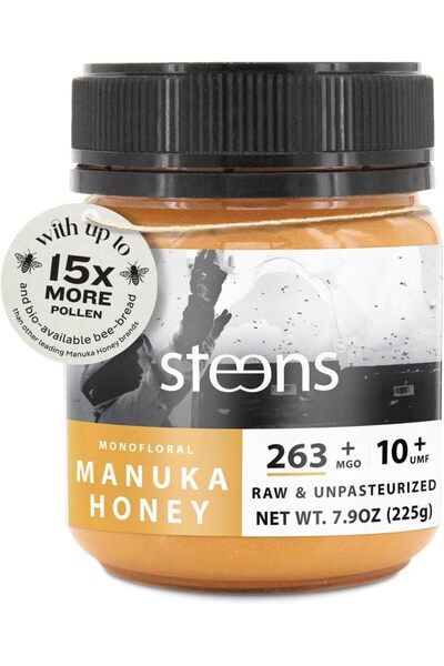 Steens عسل مانوكا أحادي الزهرة الخام UMF™ 10+ (MGO 263+)، 225 غرام (7.9 أونصة)