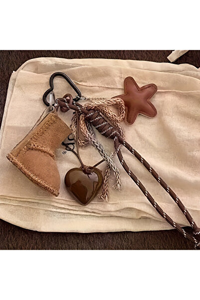 Choice 1PCS 1 PCS Mini Snow Boot Keychain & Bag Charm - Hand-Woven-like Fring...