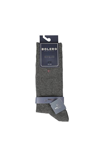 Bolero Men's Premium Stitch-Free Cotton Socks Anthracite Colored Square Pattern