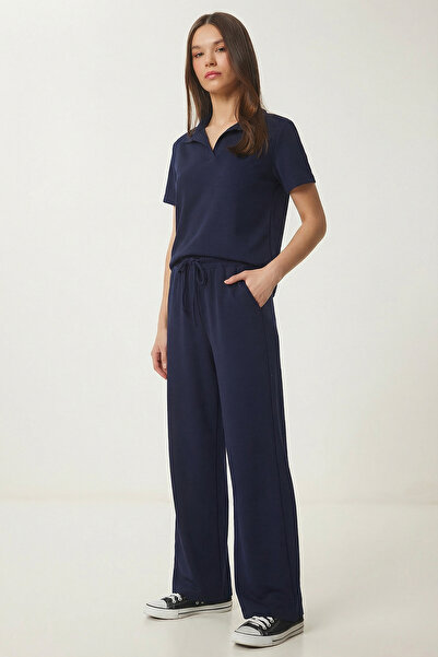 Lovelyİstanbul Polo Yaka Esnek Modal Alt-Üst Takım LBY0038 LACİVERT