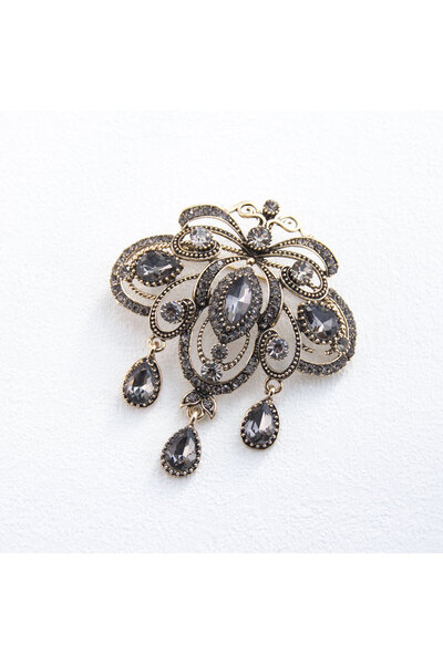Choice بروش تركي عتيق أنيق من الكريستال الرمادي للنساء، قلادة من اللؤلؤ الصنا...